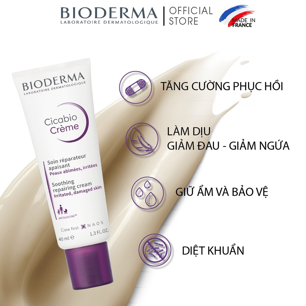 Kem phục hồi da Bioderma Cicabio Crème - 40ml