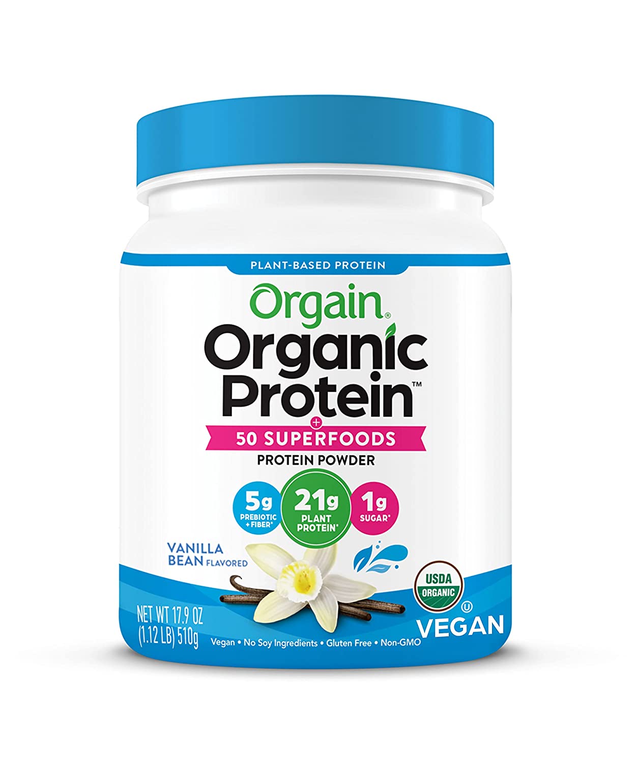 Bột sữa thực vật Superfoods hữu cơ Orgain Organic Protein 510g vani