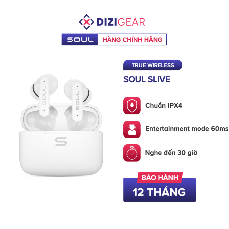Tai Nghe TWS SOUL S-Live 30 BT 5.3 Kháng IPX4 Độ Trễ Thấp 60ms Nghe Nhạc Đến 30H - Hàng Chính Hãng