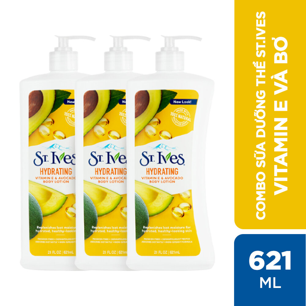 Combo 3 chai Sữa dưỡng thể ST.IVES Vitamin E và Bơ 621ml