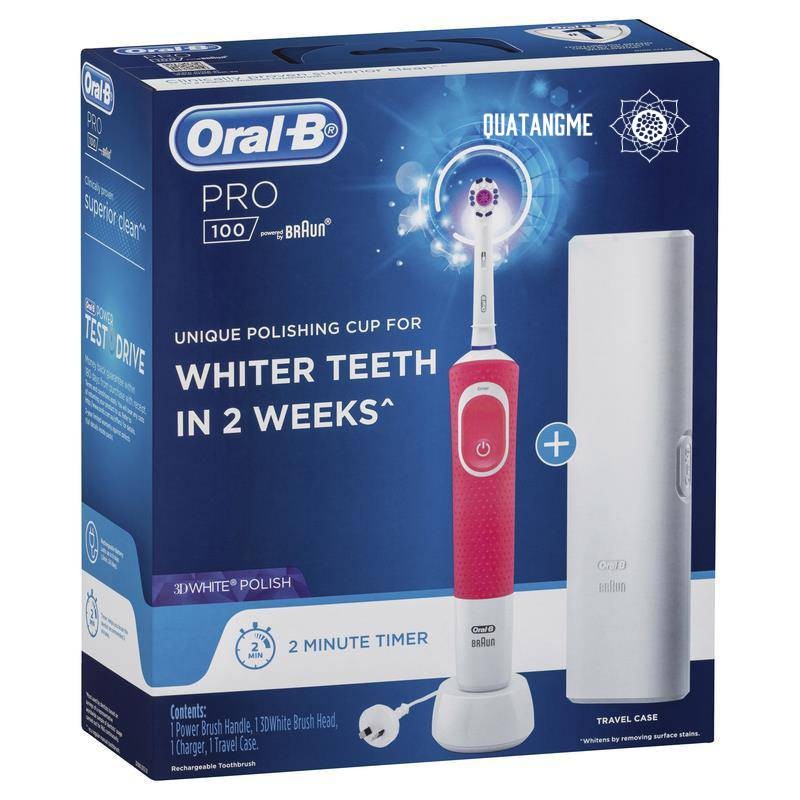 [Hcm]Bàn Chải Điện Oral B Pro 100 3D White Polish Power Toothbrush Pink