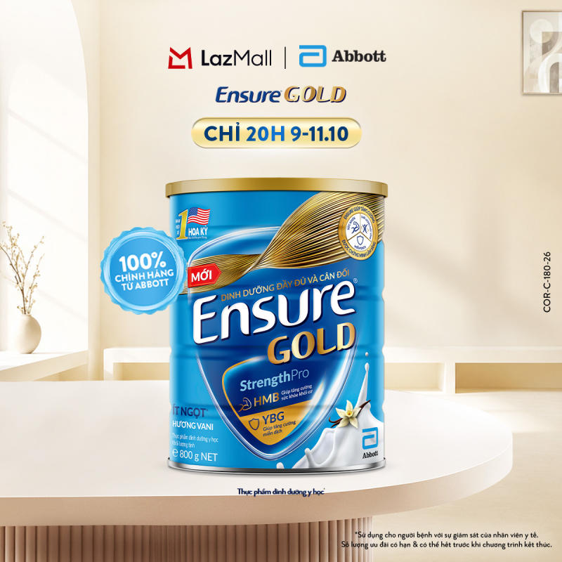 Lon sữa bột Ensure Gold hương vani ít ngọt 800g