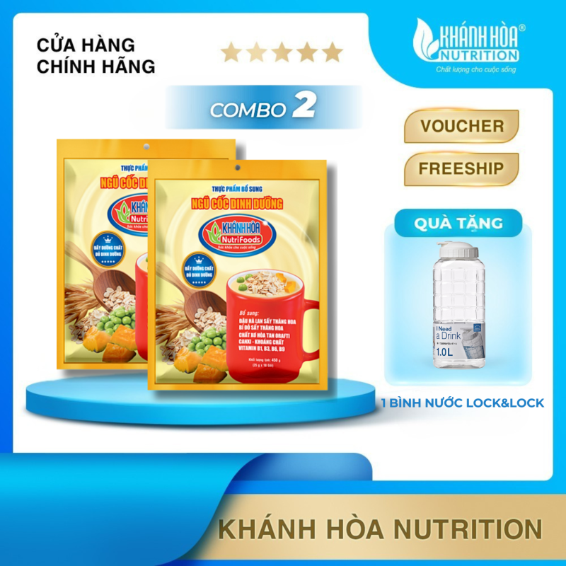 Combo 2 Túi Ngũ Cốc Dinh Dưỡng Khánh Hòa NutriFoods - Bổ Sung Rau Củ Quả Chất Xơ Hòa Tan Vitamin (Túi 18 Gói x 25g)