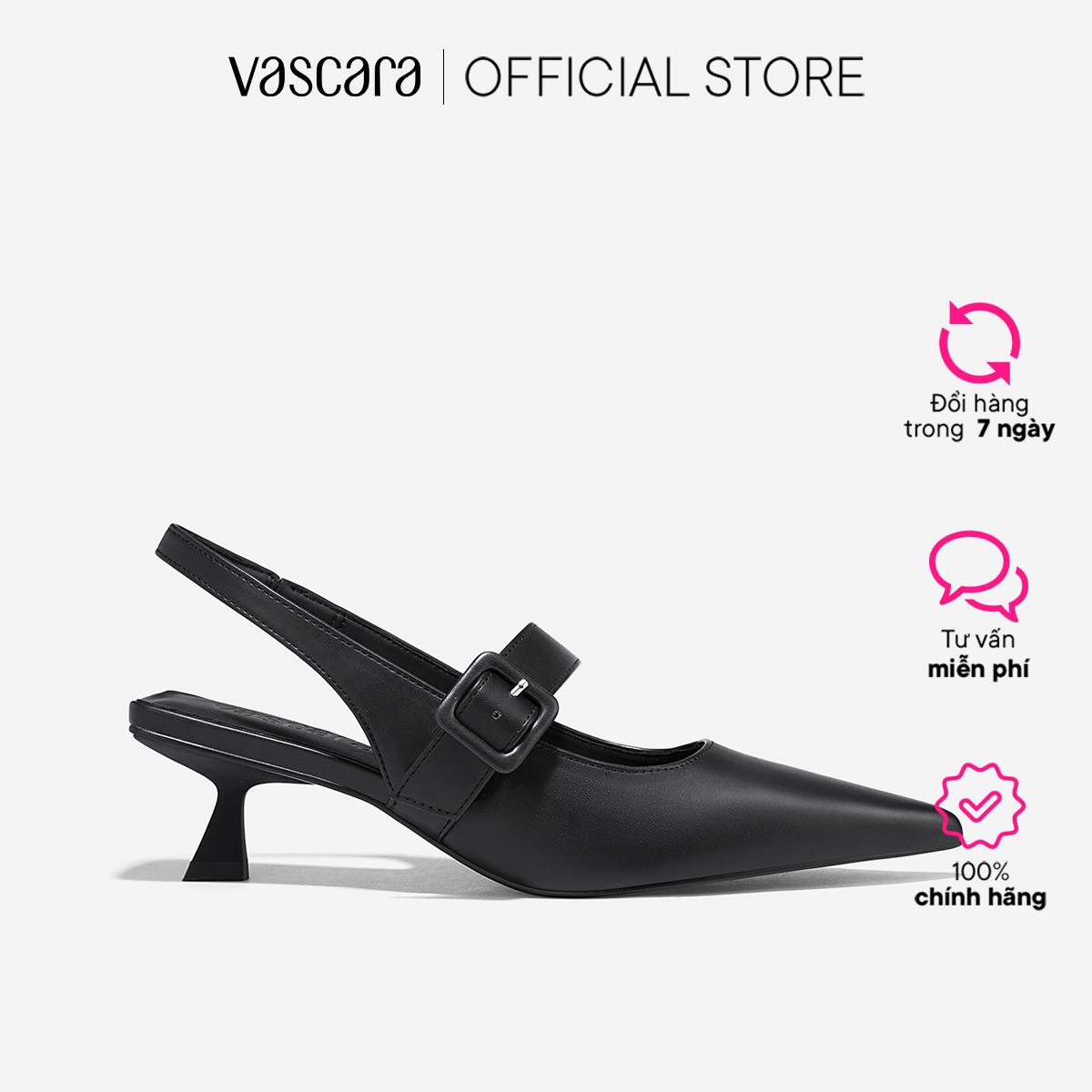 [Voucher 10%] Vascara Giày bít mũi nhọn slingback phối quai - BMN 0658