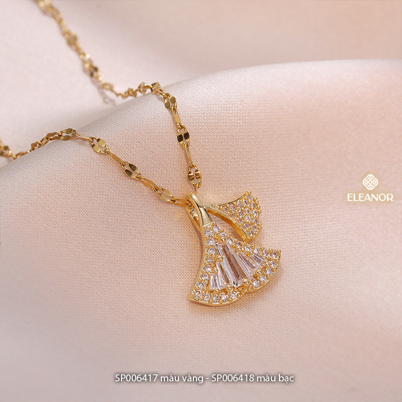 Dây chuyền nữ titan Eleanor Accessories vòng cổ hình cánh quạt đính đá lấp lánh phụ kiện trang sức 6
