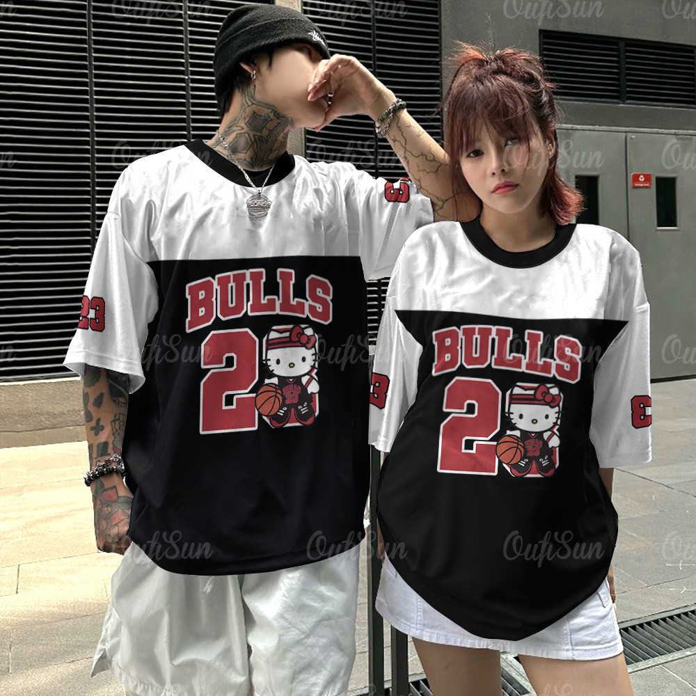 (S-5XL) Áo Phông Quá Khổ Cho Nam Họa Tiết 3D Hello Kitty Chữ Số Tay Ngắn Mùa Hè Áo Áo Phông Áo Nỉ Th