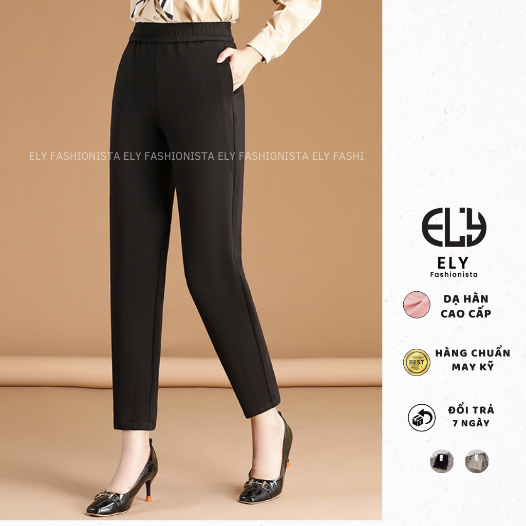 Quần baggy nữ lưng cao chất dạ hàn cao cấp form dáng dài đẹp hot hiện nay quần nỉ nữ mùa đông hàng đ