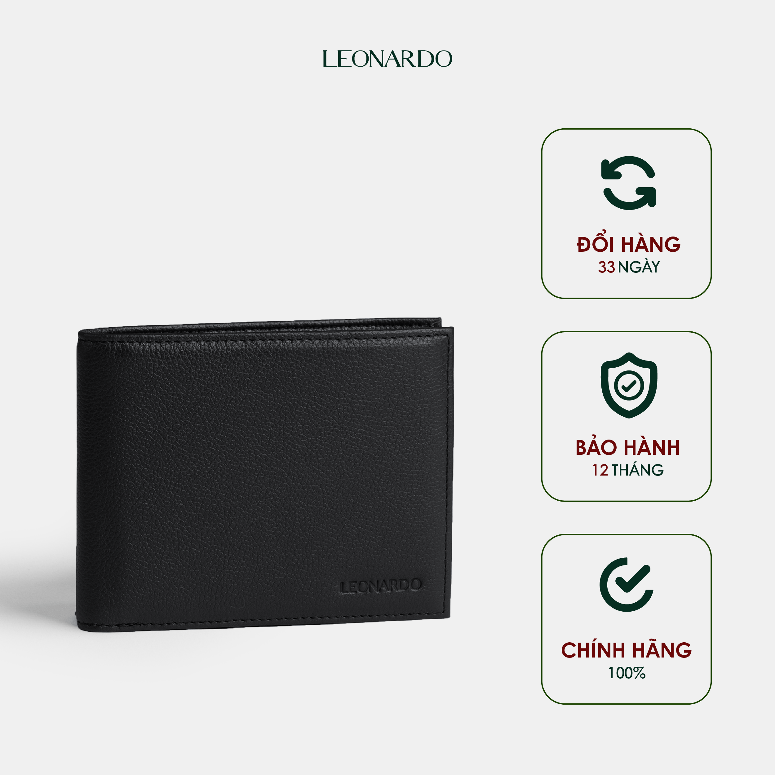 Ví da nam dáng ngang Grain chất da Crossgrain thương hiệu Leonardo