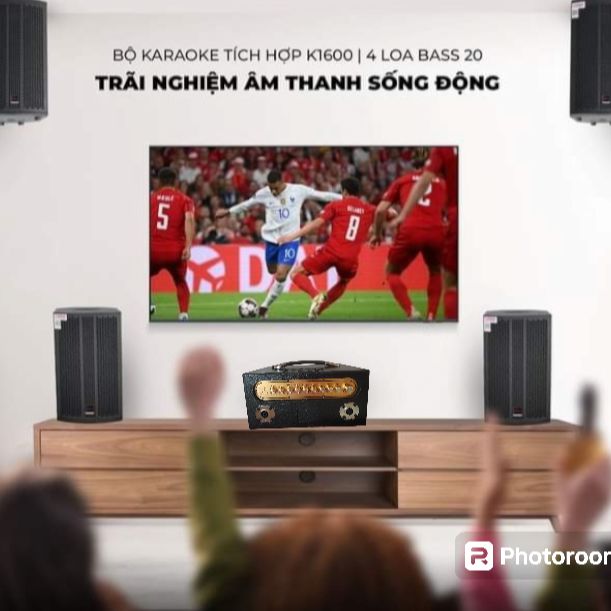 Ampli K2000 Kèm 2 Miro UHF SP 3 trong 1 Bluetooth 5.0 AUX USB Bộ Xử Lý DSP Echo Delay Rever