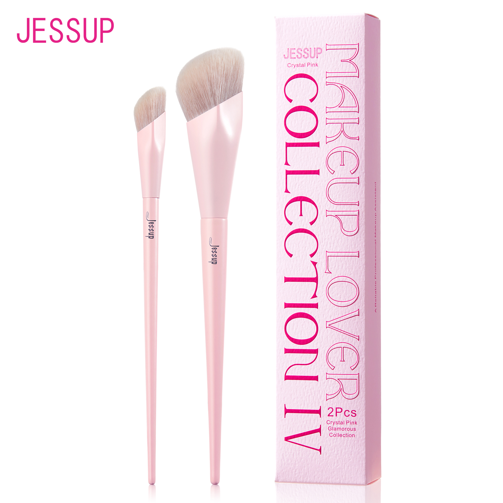 Cọ đánh nền và cọ che khuyết điểm Jessup Bộ cọ trang điểm màu hồng Bộ 2 cọ trang điểm mặt tổng hợp c