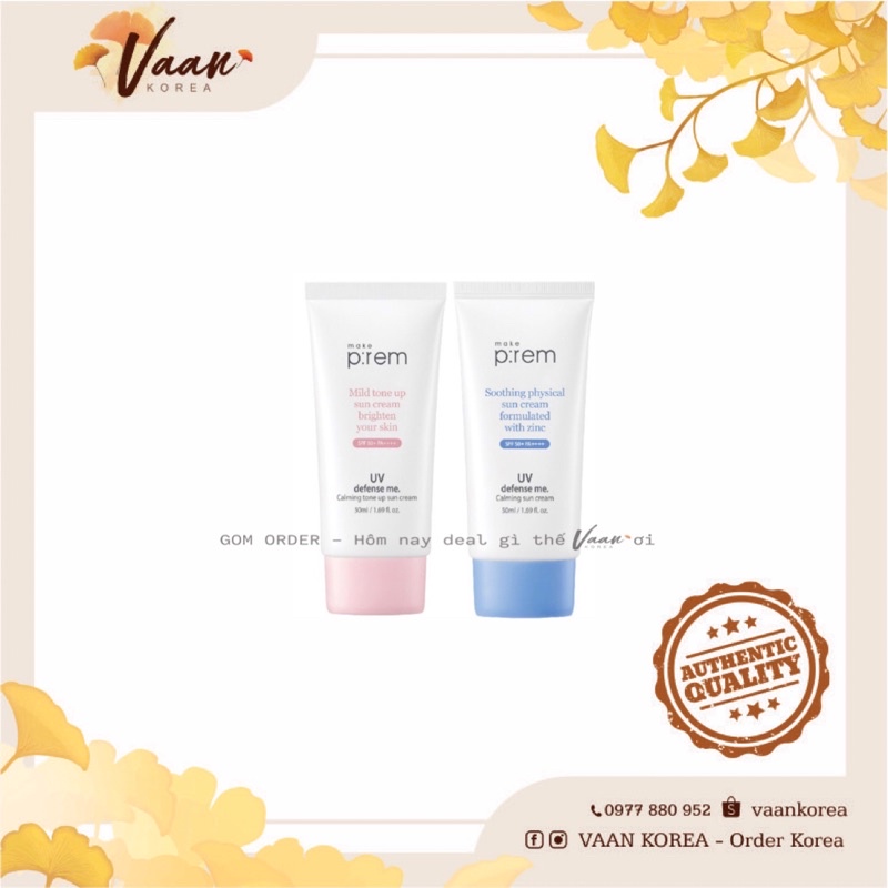 Kem Chống Nắng Make Prem Calming Sun Cream 50Ml