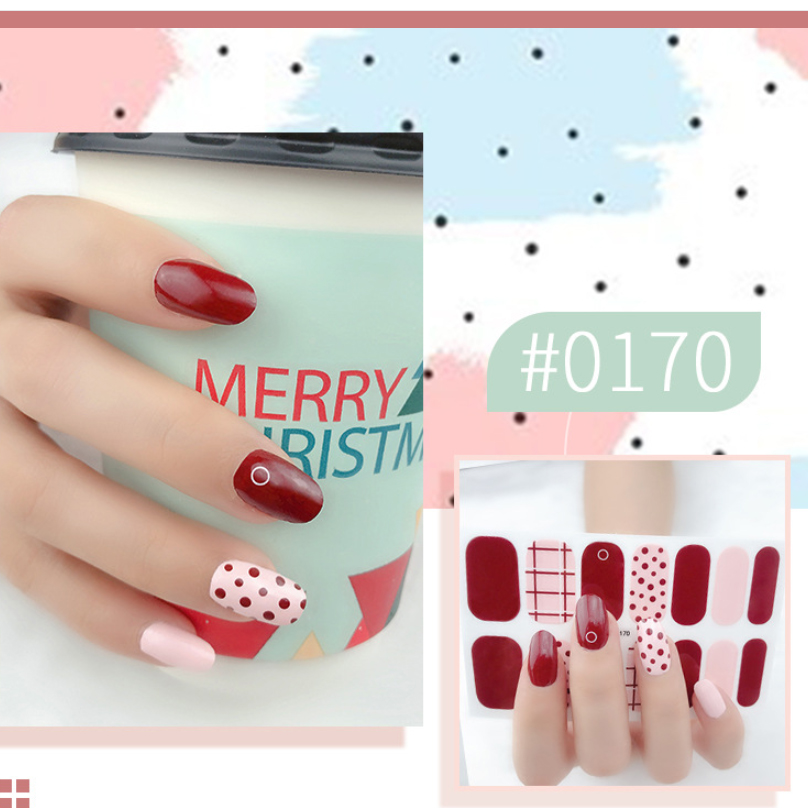 Bộ 14 sticker dán móng tay trang trí 3D