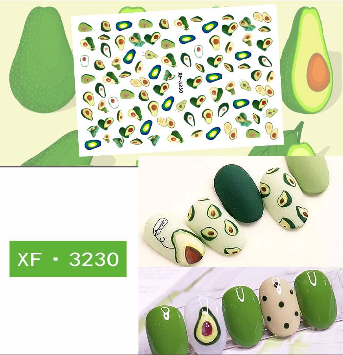 Miếng dán móng tay 3D trái bơ