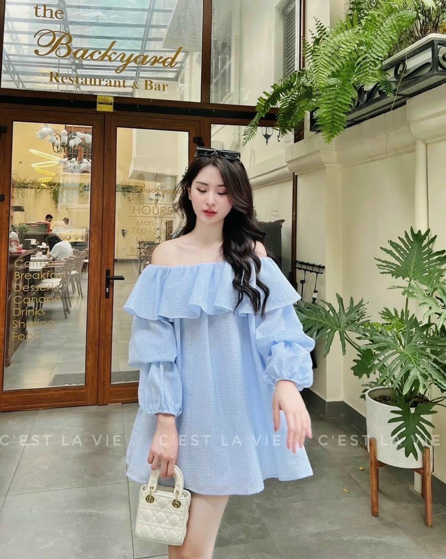 Váy ren màu xanh nước biển sáng suông (Order Taobao) | Shopee Việt Nam