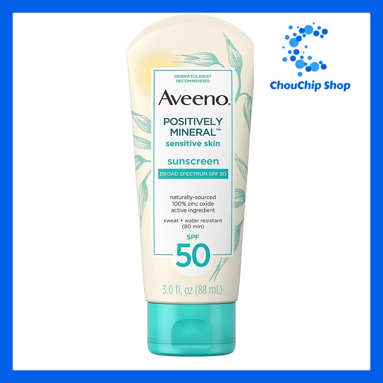 [Hcm]Kem Chống Nắng Không Nhờn Chống Trôi Cho Da Nhạy Cảm Aveeno Positively Mineral Sensitive Skin Daily Sunscreen Lotion With Spf 50