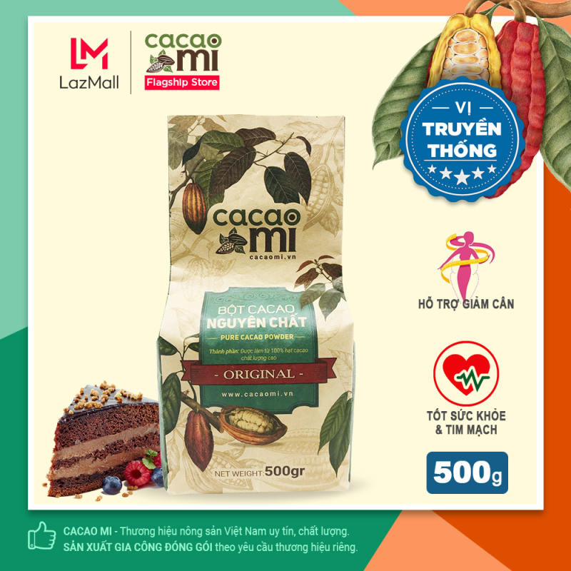 Bột ca cao nguyên chất không đường CACAO MI Original 60g/80g/250g/500g - Hỗ trợ giảm cân - Ăn chay - Ăn kiêng Keto Eat Clean
