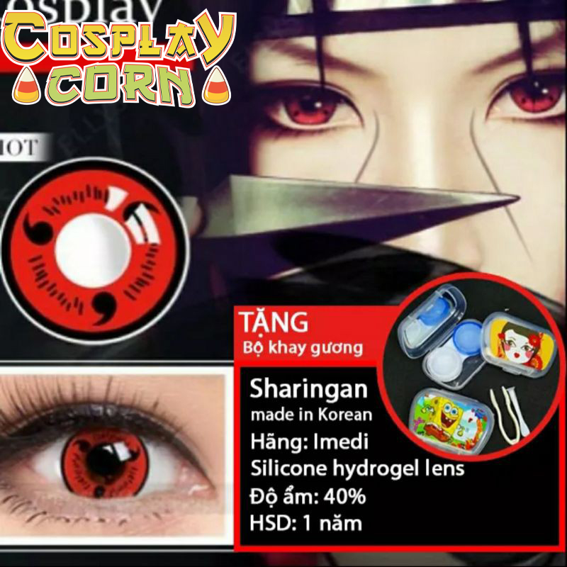Kính Áp Tròng Sharingan Lens Cosplay - Kính Áp Tròng Hóa Trang Các Nhân Vật Uchiha Trong Naruto ( On