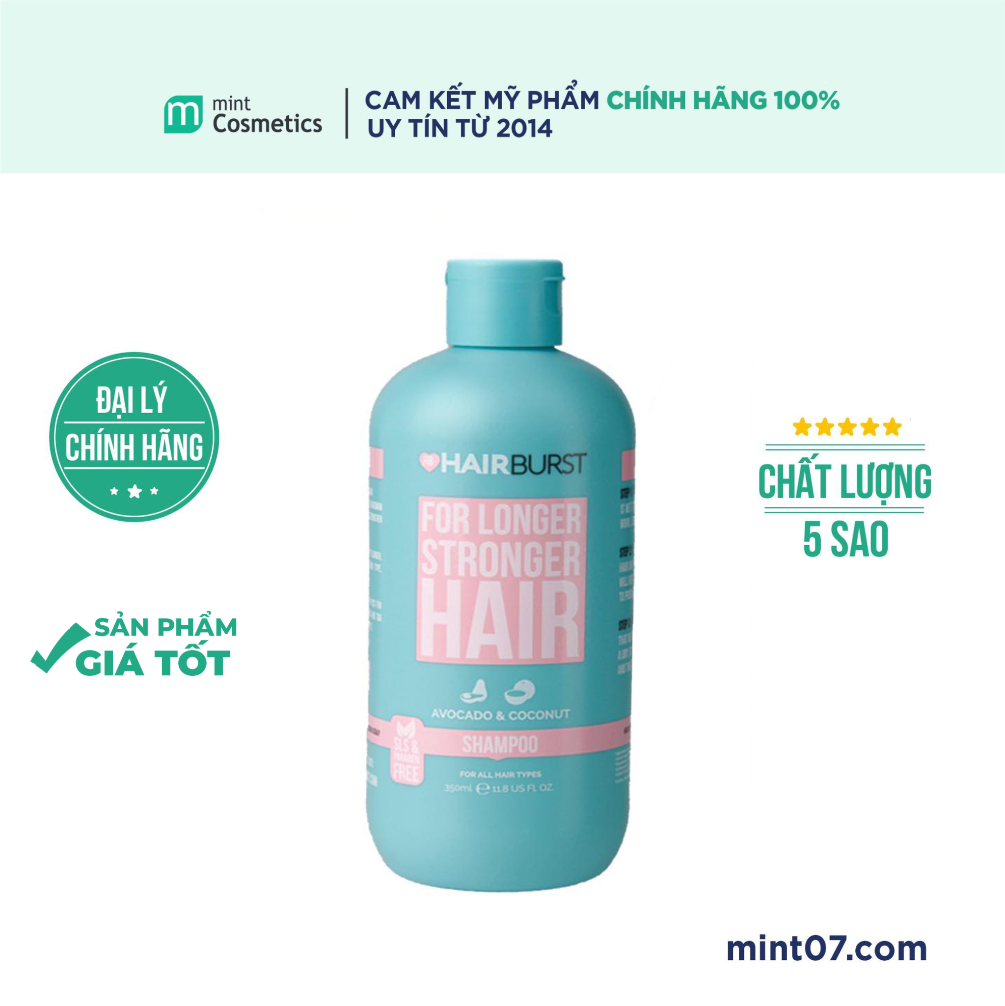 Dầu Gội Hairburst Avocado & Coconut For Longer Stronger Hair 350Ml