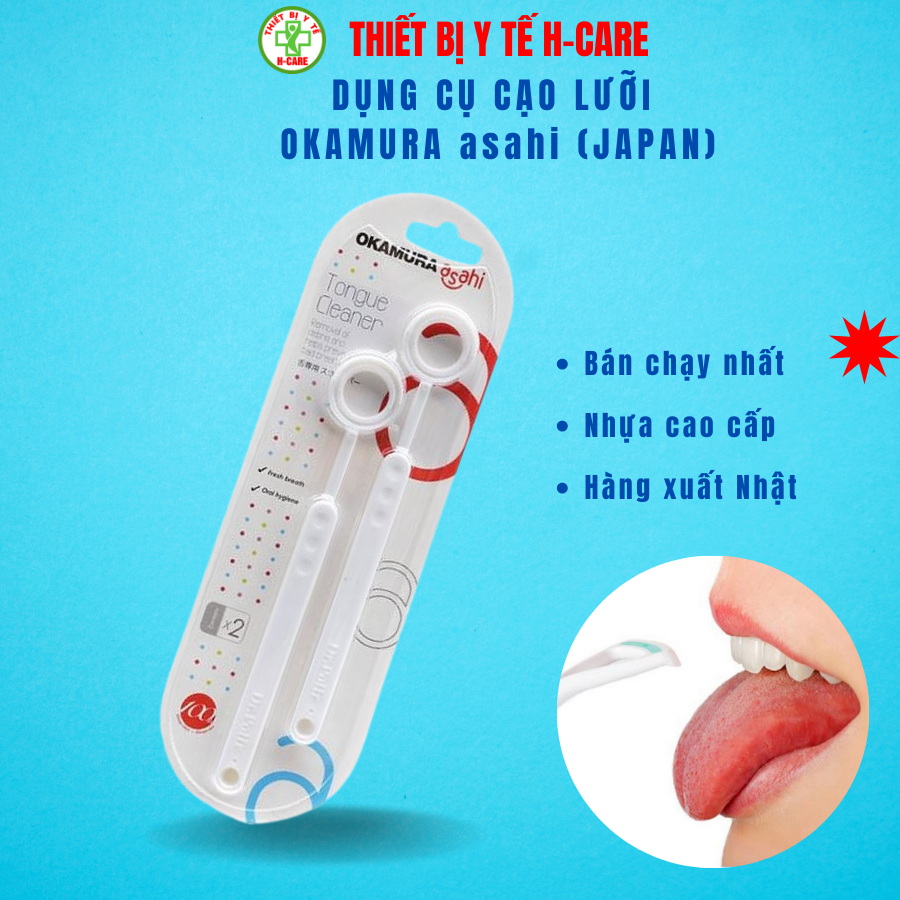 Dụng Cụ Cạo Lưỡi Okamura Asahi - Vệ Sinh Miệng Cho Bé Và Người Lớn - Chất Liệu Nhựa Cao Cấp Xuất Nhật - Gói 2 Chiếc [Tbyt H - Care]