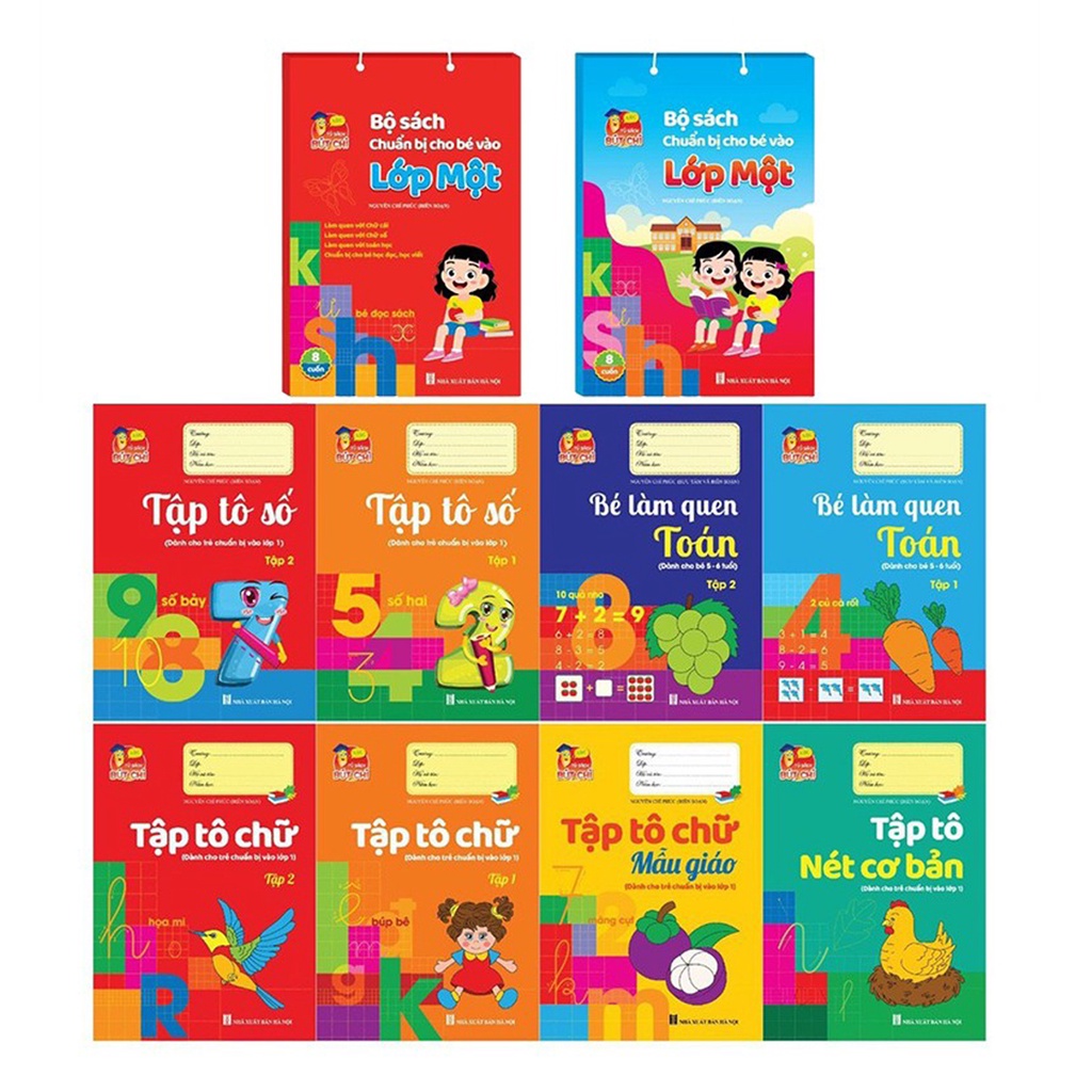 Combo 10 quyển Hành Trang Cho Bé Tự Tin Vào Lớp 1 (Tặng kèm 2 bút chì 2B + 1 gọt +1 tẩy) - Vở tập tô tập viết chữ và số cho bé từ 4-6 tuổi