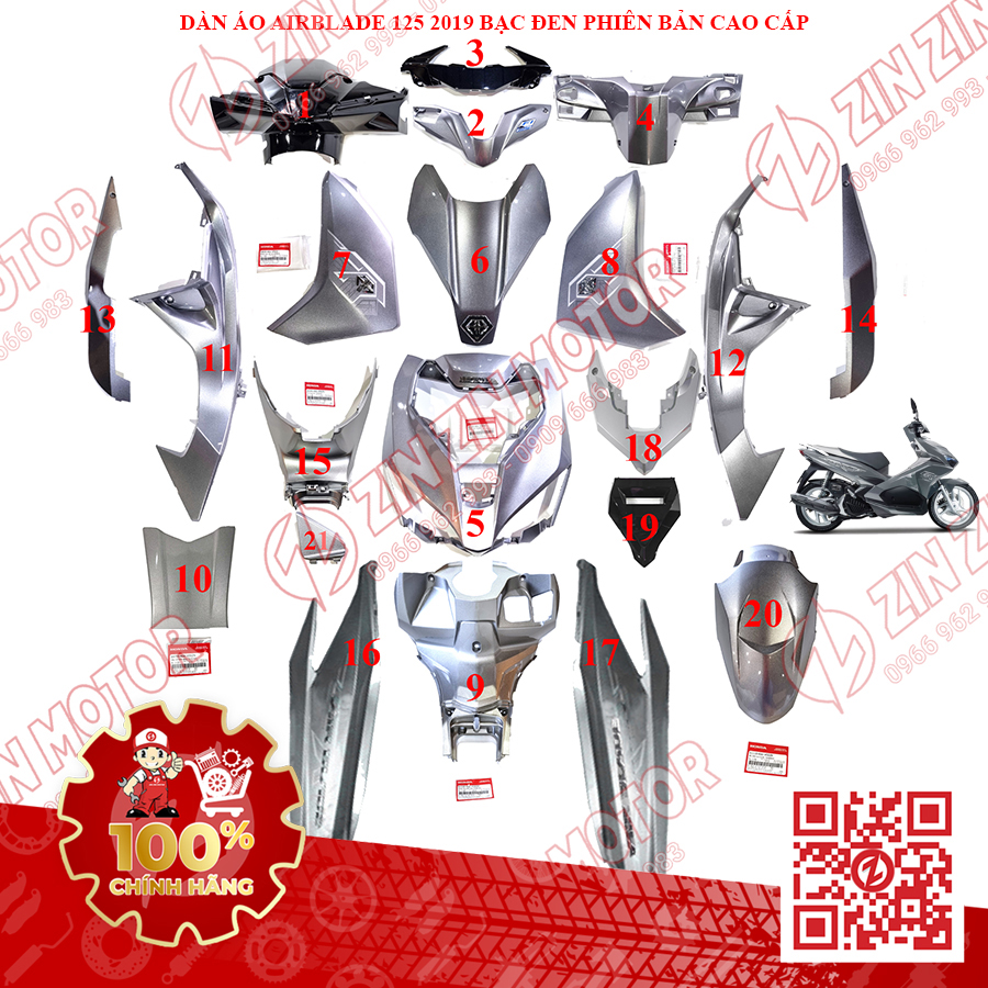 Dàn Áo AB 2016 Dàn Áo Xe Air Blade 125 2016 2017 2018 2019 Chính Hãng Honda Đủ Màu - ZZM