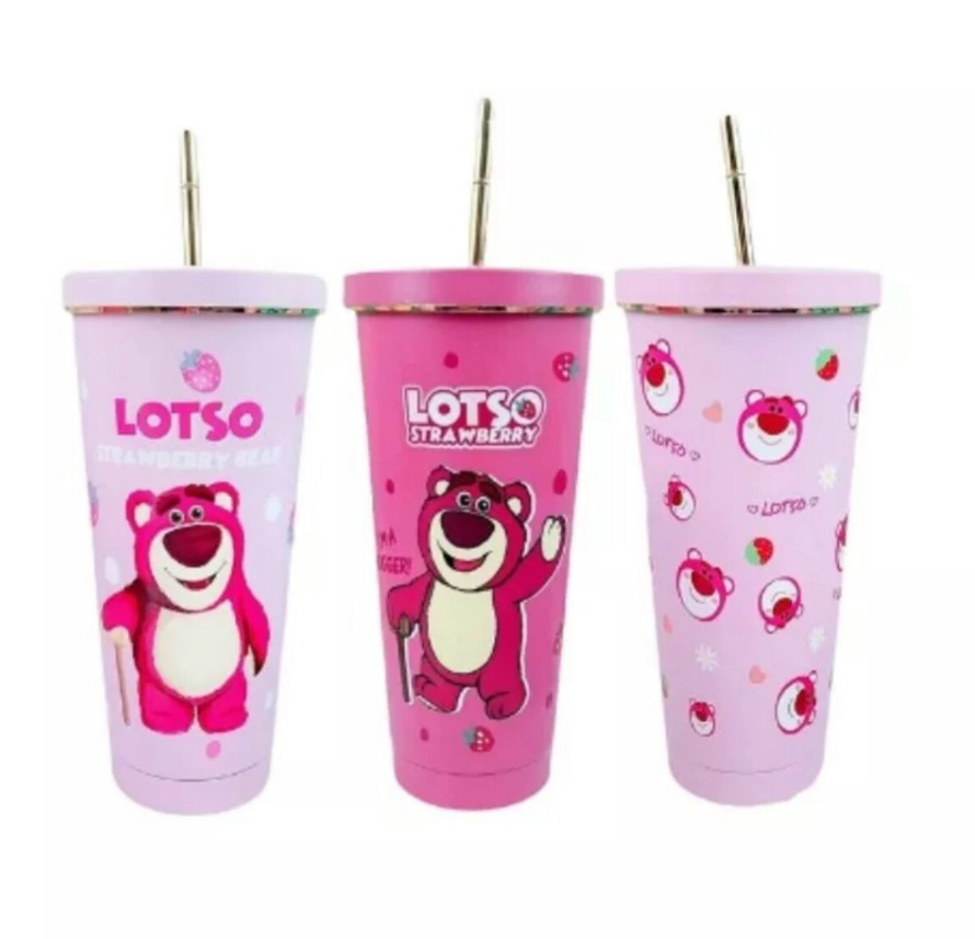 Cốc Giữ Nhiệt Gấu Dâu Lotso - 500ml Giữ nóng và lạnh lên đến 12 giờ để sử dụng quanh năm. Bình giữ n