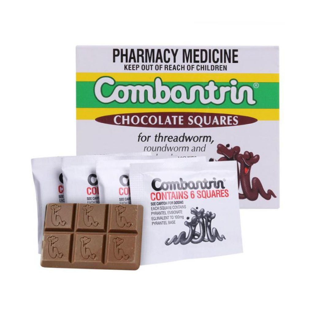 Kẹo Tẩy Giun Úc Combantrin Chocolate Squares 24 Viên X 100Mg