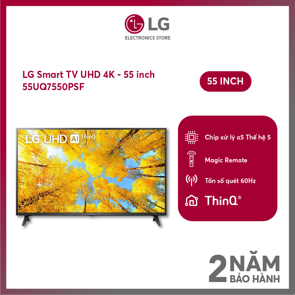 [FreeSHIP COD + Lắp Hà Nội] Smart Tivi LG 4K 55 inch 55UQ7550PSF
