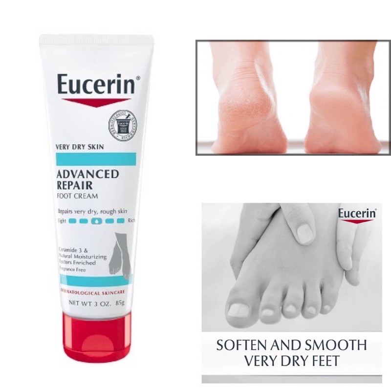 [Hcm]Eucerin Kem Dưỡng Da Chân Và Cải Thiện Nứt Gót Chân Intensive Repair Foot Creme Fragrance Free 10 85Gr (Bill Mỹ)