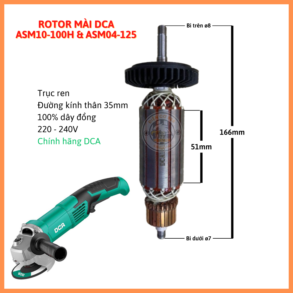 Rotor mài DCA ASM10-100H ASM04-125 220V - Tặng chổi than