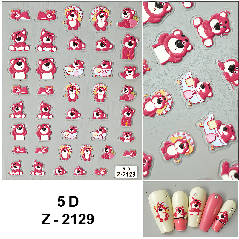 Sticker gấu dâu dán móng tay siêu cute - phụ kiện trang trí móng tay - làm nail