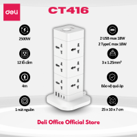 Ổ Cắm Điện Đa Năng DELI 2-12 Ổ Cắm Ổ Cắm Vuông Hình Tháp Có Cổng USB & Type C Sạc Nhanh Cho Điện Thoại Chiều Dài 2-5M Thiết Kế Cầu Chì Tự Ngắt Khi Quá Tải Nguồn Điện An Toàn Chống Cháy Nổ Nắp Chống Giật Điện Ổ Cắm Ổ Điện Cho Gia Đình Văn Phòng