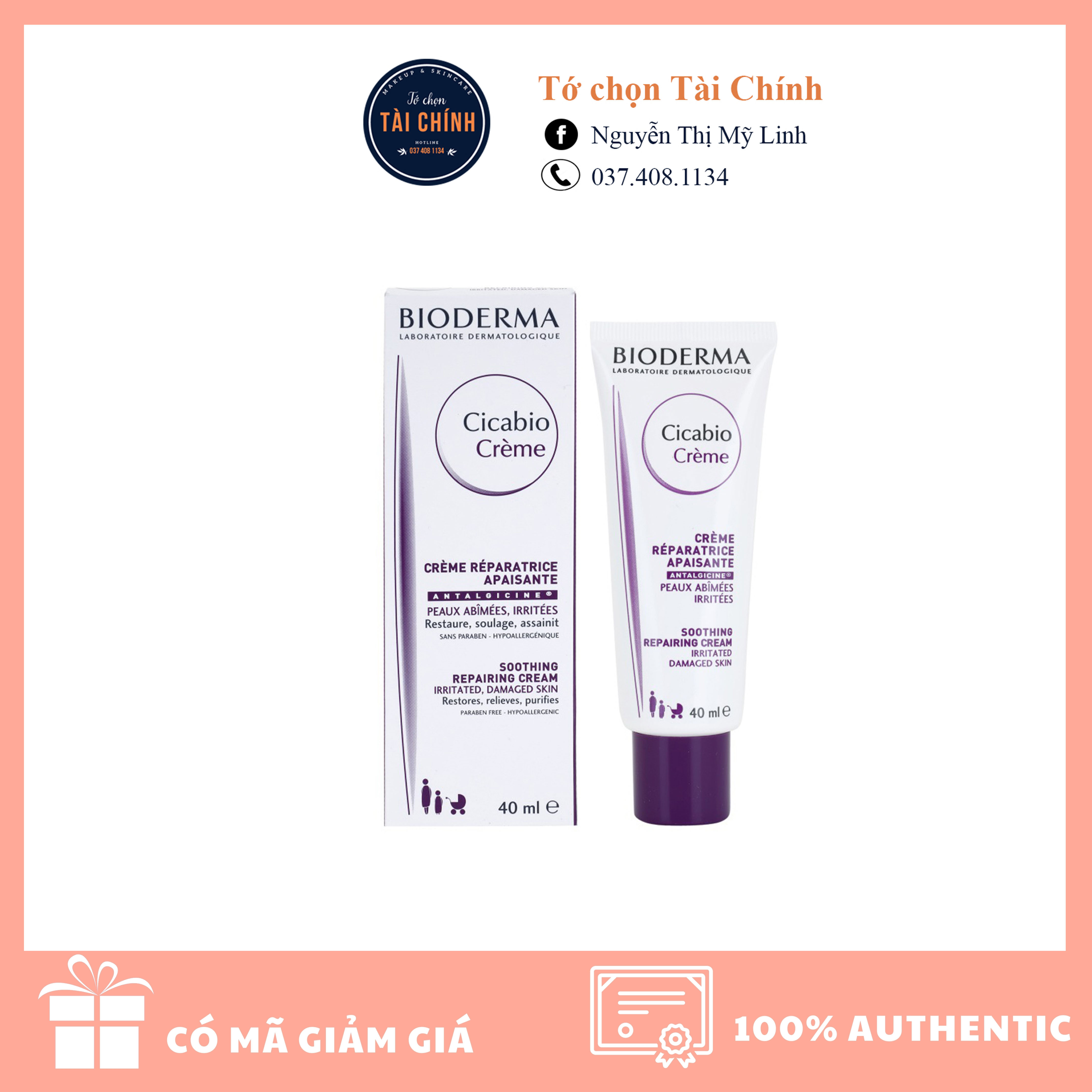 Kem dưỡng phục hồi da Bioderma Cicabio Creme 40ml (Tớ Chọn Tài Chính)