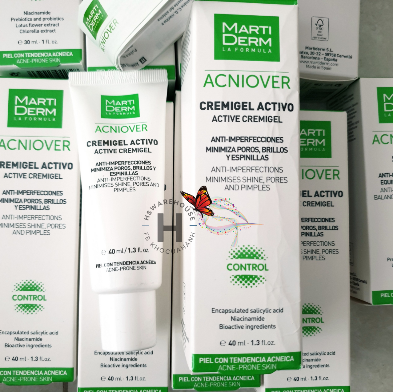 [Hcm][Exp Date: T03.2024] Kem Dưỡng Giảm Nhờn Mụn Se Lỗ Chân Lông - Martiderm Acniover Active Cremigel 40Ml/ Hàng Xách Tay Tây Ban Nha