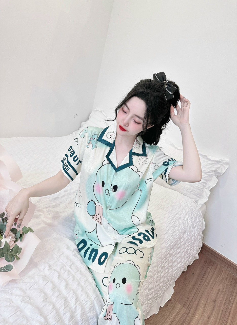 Đồ bộ pijama nữsize 40kg đến 75kg lụa xước ánh kim bộ đồ ngủ nữ 5CE hàng may kĩFREESIZE VÀ BIGSIZESI