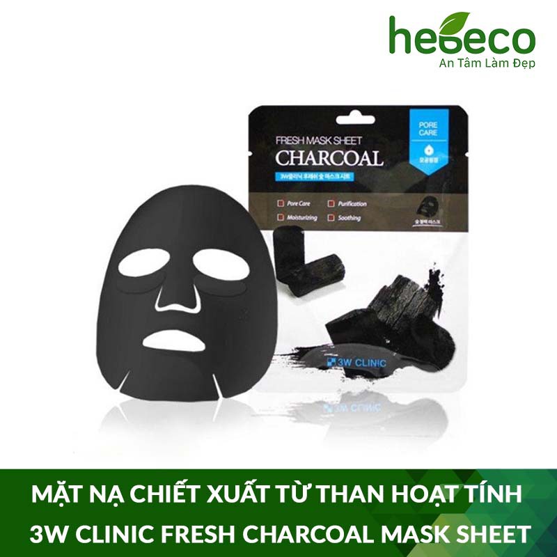 Mặt nạ sạch bã nhờn mụn từ than hoạt tính 3w clinic fresh charcoal mask sheet cam kết hàng đúng mô tả chất lượng đảm bảo an toàn đến sức khỏe người sử dụng