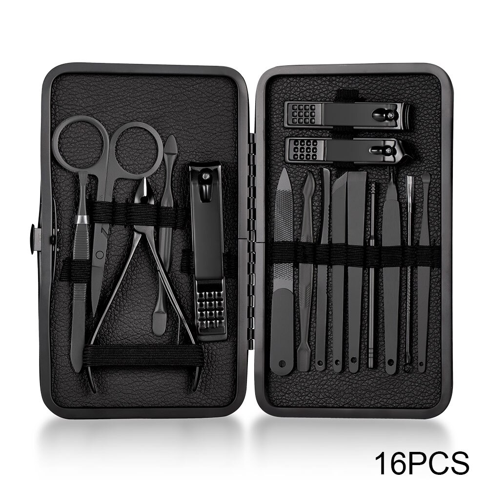 7/10/16/18 pçs cortadores de manicure prego clipper conjunto de aço inoxidável do agregado familiar colher de orelha cortador de unhas pedicure tesoura do prego ferramenta