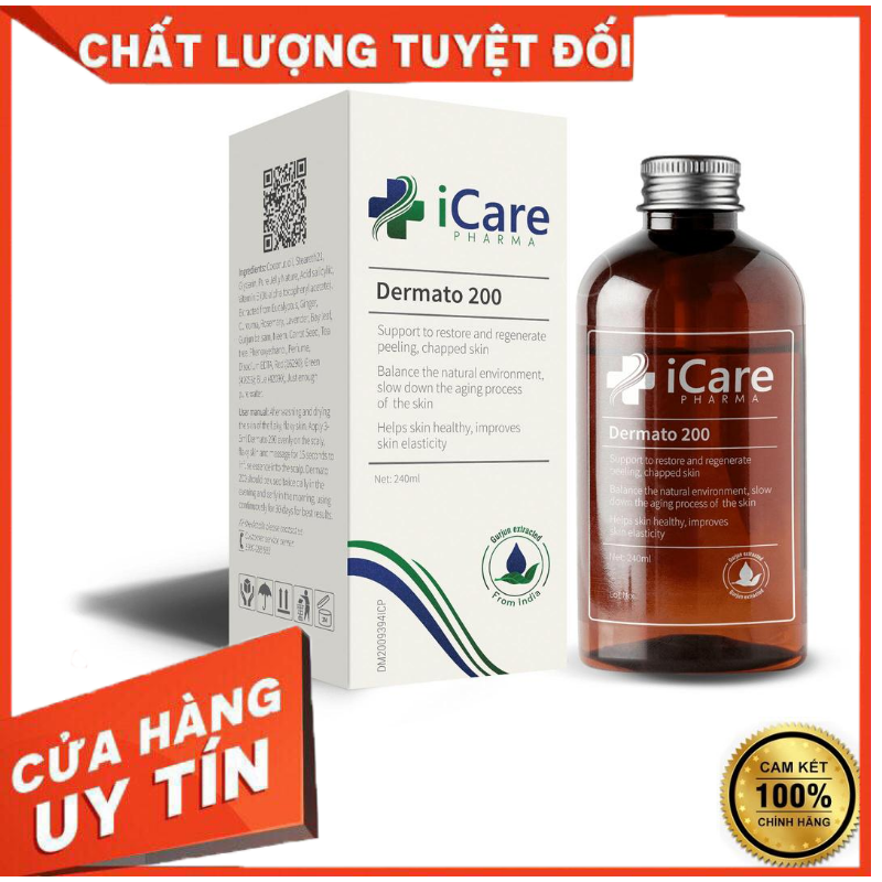 Dermato 200 - Sản Phẩm Ngăn Ngừa Nấm Da Đầudưỡng Tóc Phục Hồi Tóc Hư Tổnchống Rụng Tóc. Thương Hiệu Dược Icare Pharma