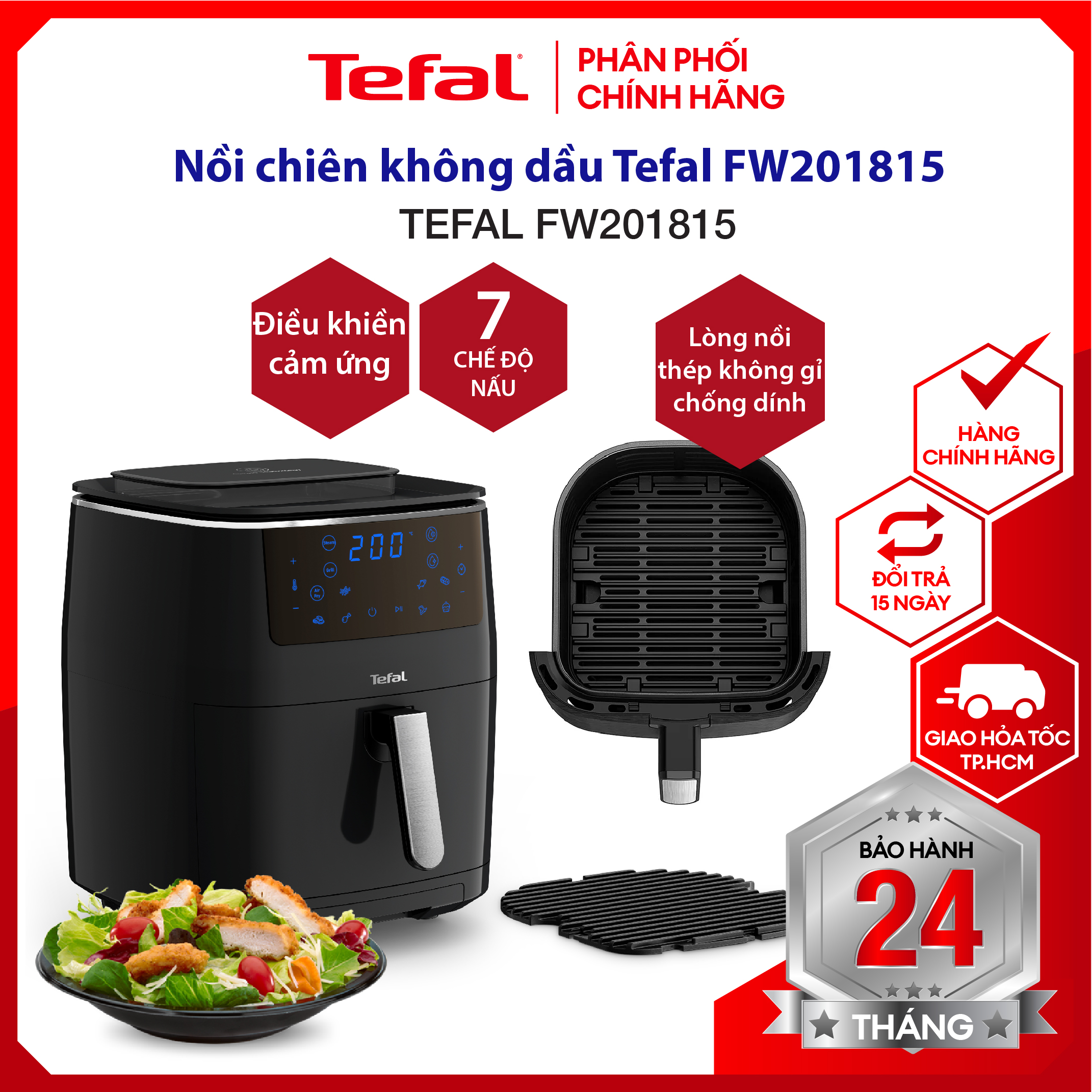 |HỎA TỐC 2H| Nồi chiên không dầu nồi chiên không dầu đa năng Tefal FW201815 - 4.2L - Công nghệ Chiên