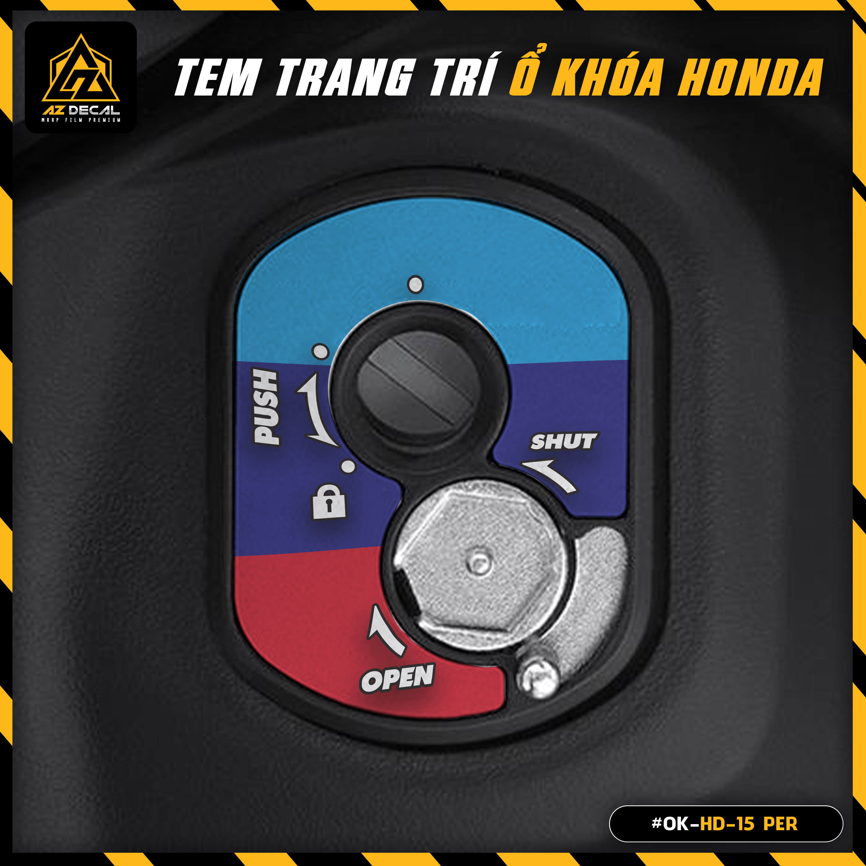 Decal Dán Ổ Khóa Cơ Xe Honda Mẫu Cờ Các Nước | OK-HD-15 | Tem Trang Trí Ổ Khóa Xe Honda Wave A RSX 110 100 Dream Vision Air Blade AB Winner V1 X - Azdecal