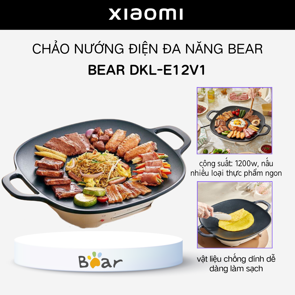 Bếp Nướng điện Bear chảo nướng điện đa năng Bear DKL-E12V1 - Bear