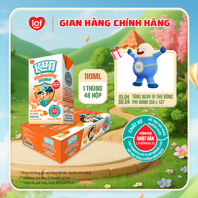 Sữa chua uống KUN vị cam thùng 48 hộp x 110ml