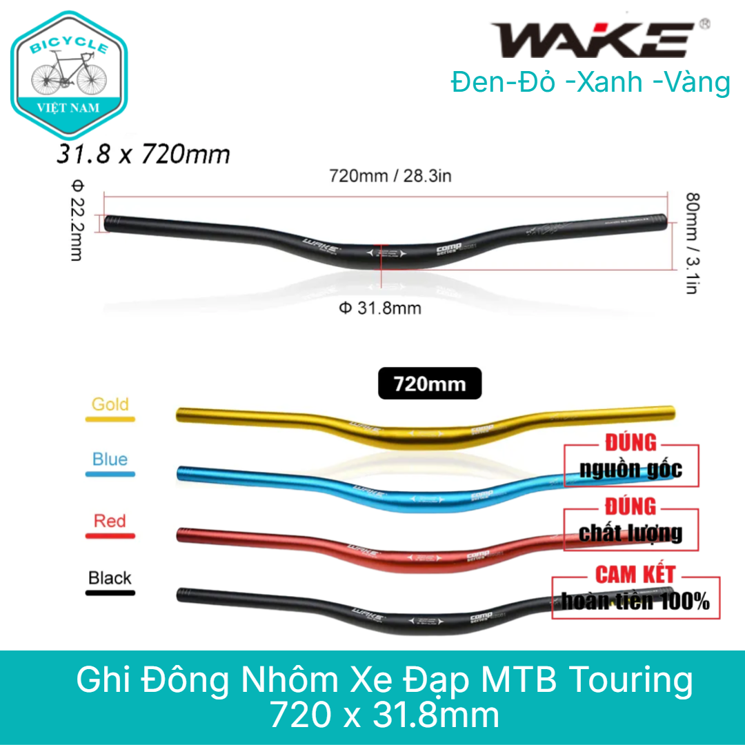 Ghi Đông Nhôm Xe Đạp MTB Touring WAKE 720 x 31.8mm