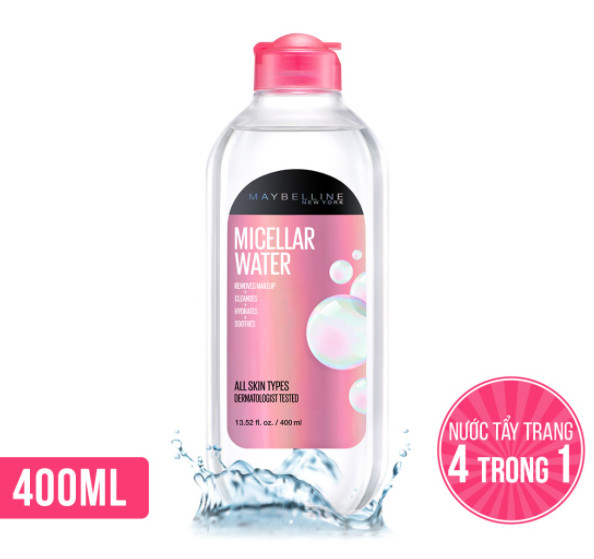 Nước Tẩy Trang Micellar Dưỡng Da Không Cồn 4 Trong 1 Maybelline New York Micellar Water 4-in-1 400ml