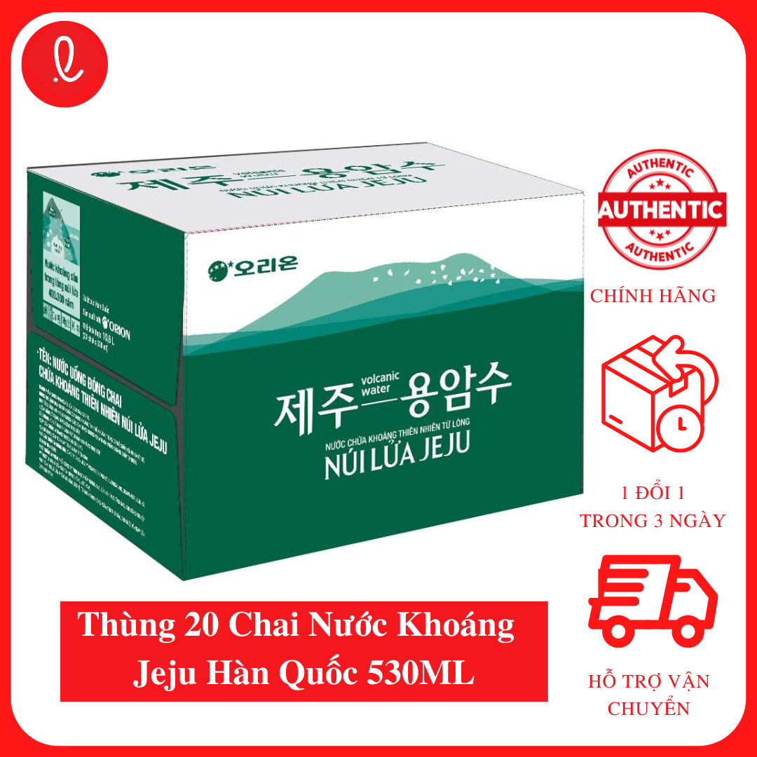 Thùng 20 Chai Nước Khoáng Núi Lửa Jeju Hàn Quốc Chai 530ML