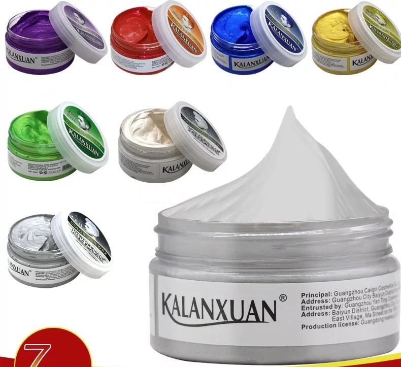 sáp vuốt tóc màu 8 màu tùy chọn màu xám khói - hạt dẻ - màu bạch kim - màu đỏ - màu xanh rêu - màu xanh dương- màu vàng - màu tím - màu đen