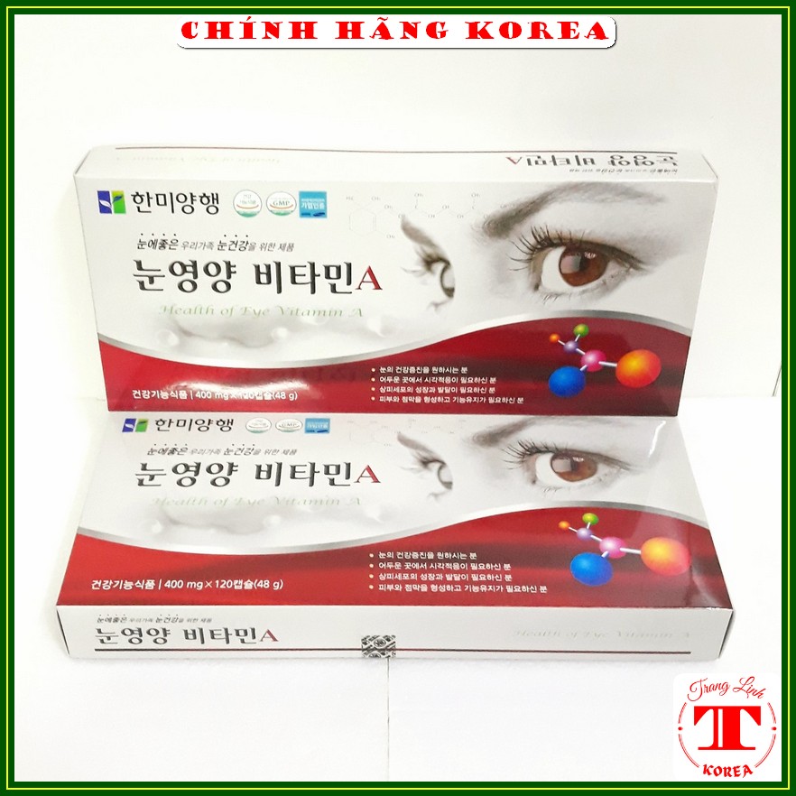 Viên bổ mắt hàn quốc bổ sung Vitamin A hộp 120 viên - Giúp mắt luôn sáng khỏe - tranglinhkorea