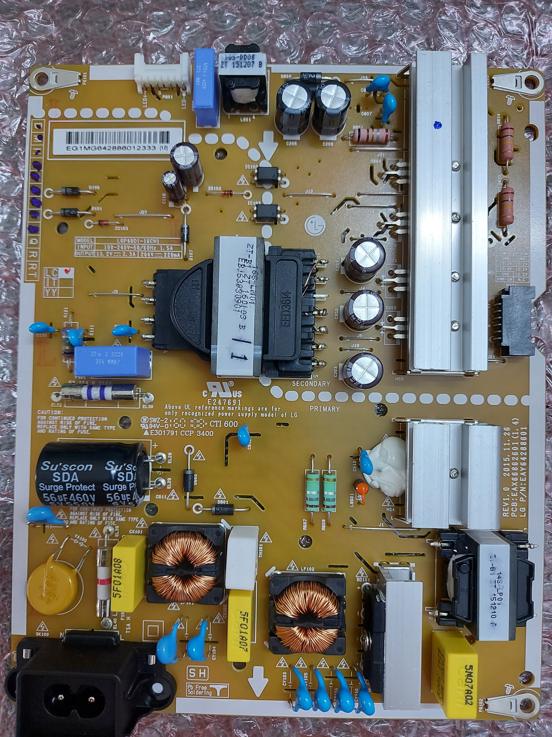 Board mạch nguồn TIVI LG model : 40LF630T 43LF630T 40LF632T 43LF632T 49LF630 49LF632 chính hãng mới 