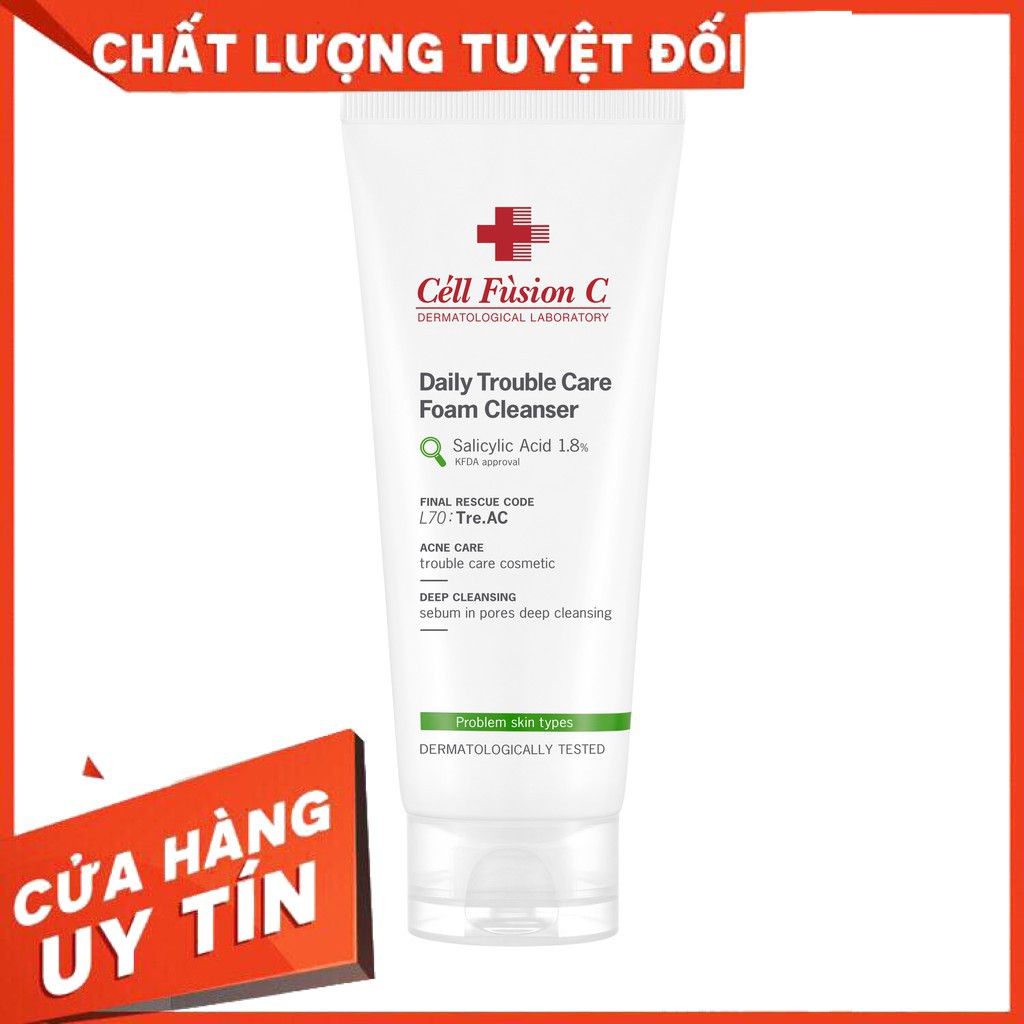 Sữa Rửa Mặt Kiểm Soát Nhờn Mụn Cell Fusion C Daily Trouble Care Foam Cleanser 150Ml