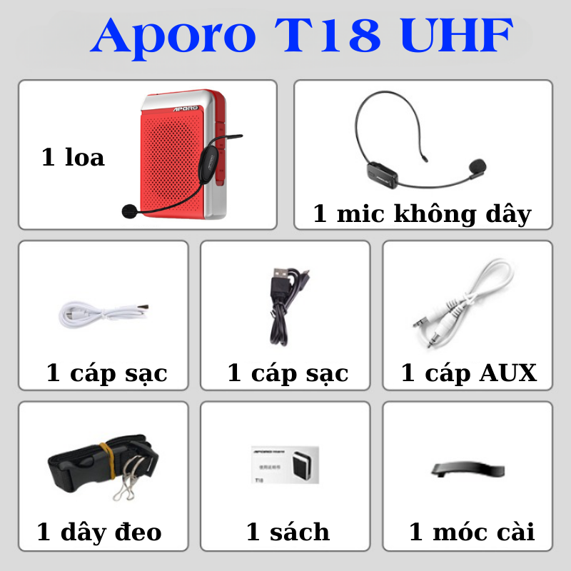 Máy Trợ Giảng Không Dây Aporo T18 Pin 4000mAh Công Suất 30W-Loa Trợ Giảng Aporo T30 Công Suất 20W Dà